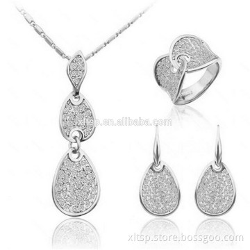 High quality original color Cubic Zirconia earring ring necklace jewelry set